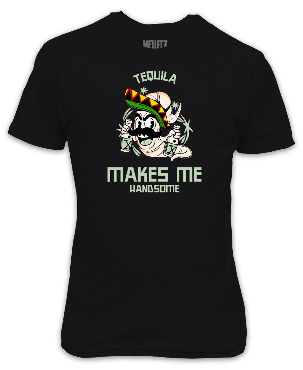 Tequila Makes Me Handsome Black T-Shirt XXL
