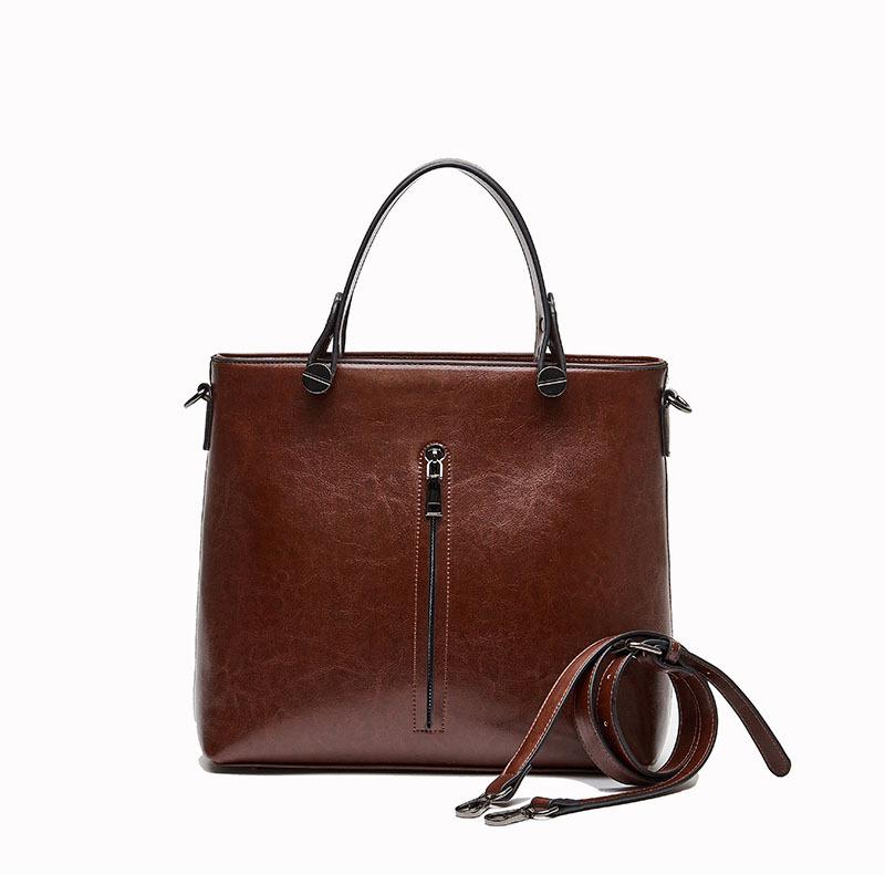 

Женская сумка через плечо, сумка-кроссбоди, сумка с верхней ручкой, из натуральной кожи, повседневная, дизайнерская, женская, из коровьей кожи с масляной восковой пропиткой, сумка-мессенджер, сумка-тоут 31*11*29 темно-коричневого