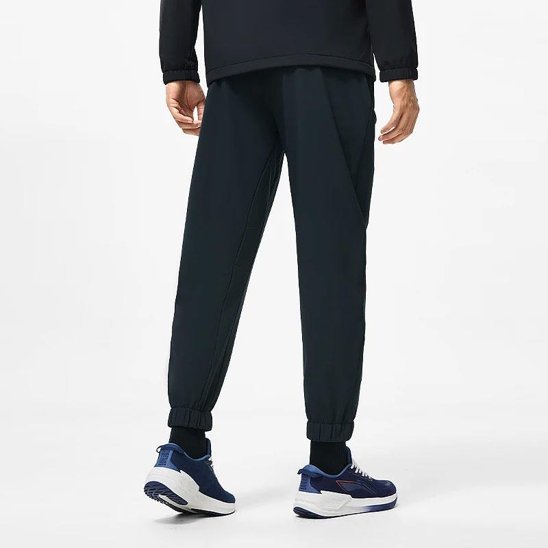 Li Ning Fitness Series Solid Color Cuffed Fleece Water-Resistant Knitted Sports Pants Men Pants Black AYKT631-1