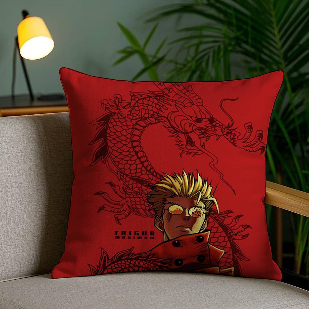 Cool Anime T-Trigun Pillow Case Sofa Short Plush Double-sided HD Printing Room Home Office Gift Cushion Cover