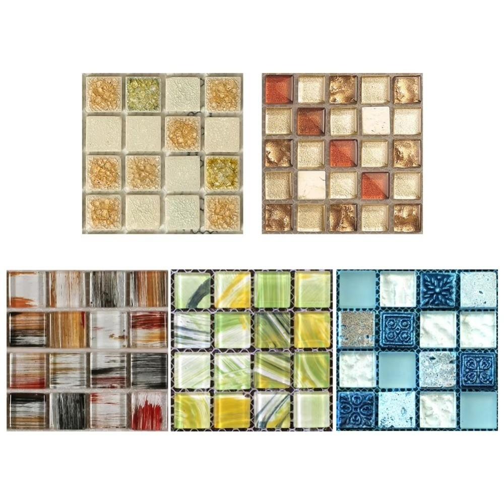 20pcs/set New Self Adhesive Wall Sticker Waterproof Oil Resistant Art Decals Flat 3D Mosaic Tile Wallpaper For Living Room
