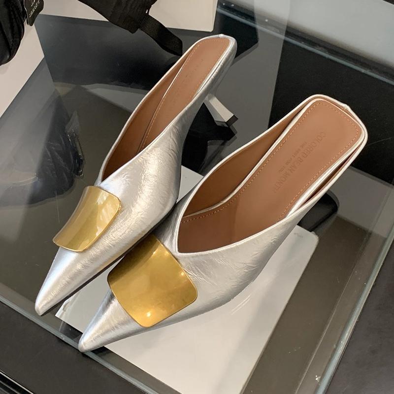 Fashion Luxury Womens Shoes High Heels Mules Shoes Pointed Toe Heeled Sandals for Women Elegant Party Slides 2025 Designer Shoes Zaoatos