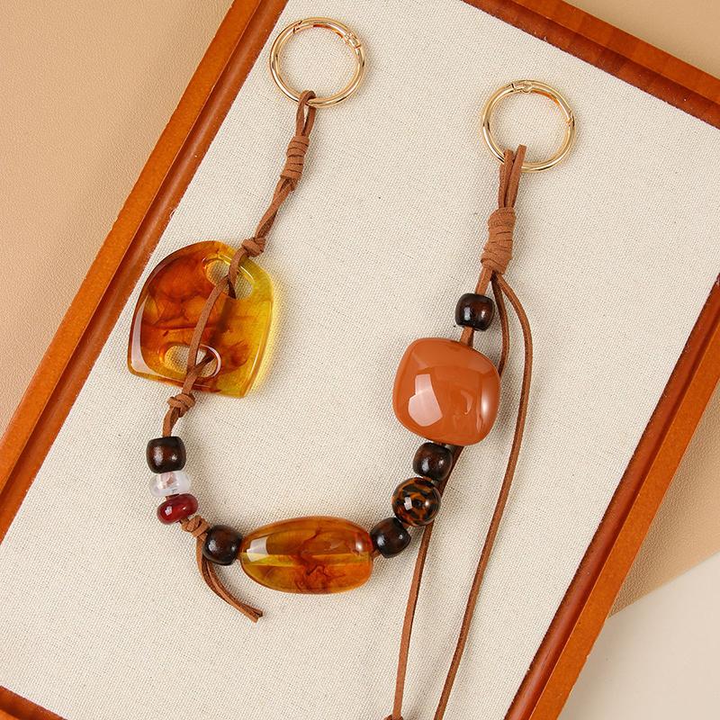 Colorful Resin Handbag Double Buckle Bead Hanging Tassel Amber Wristlet Purse Bag Belt Diy Bag Parts Accessories