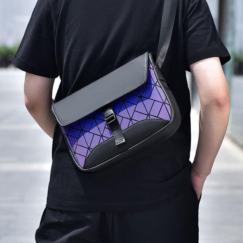 Мужская сумка-мессенджер через плечо с ромбовидным узором