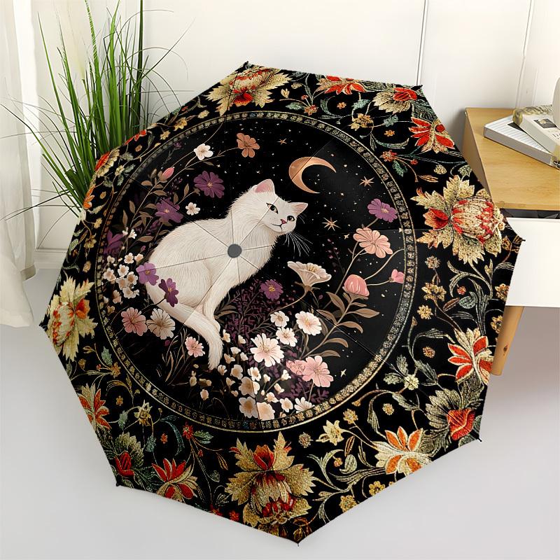 

Celestial, FelineThemed Automatic Opening and Closing umbrella 8 Ribs, Suitable for Leisure and Going Out, Outdoor Accessory, Gothic Style