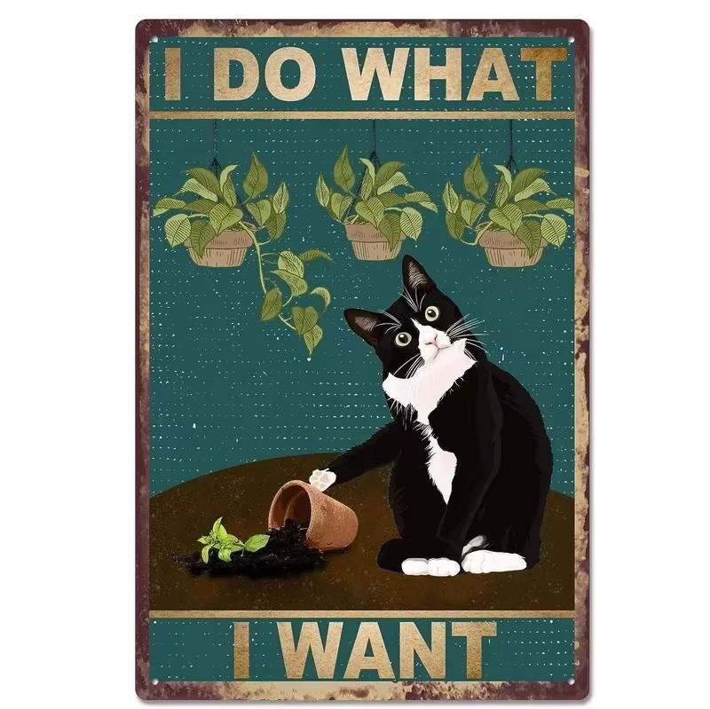 Cartello in metallo retrò con gatto, per caffè, cartelli da cucina vintage, decorazioni da parete, perché l'omicidio è sbagliato, cartelli divertenti, decorazioni per bar, poster artistici