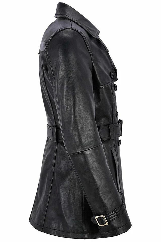 Black Women's Lambskin Leather Trench Overcoat Classy Handmade Stylish Formal