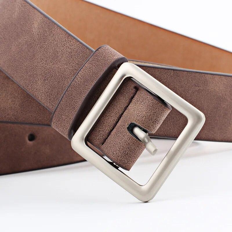 Women's Belt Japanese Trendy Korean Trendy Minimalist Square Buckle Versatile Pu Leather Belt With Skirt Jeans HighEnd Lady Belt