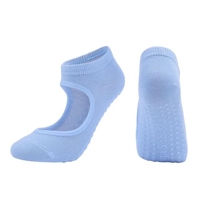 Atmungsaktive Yoga-Socken für Damen, Pilates-Socken, rutschfest, rückenfrei, für Barre, Ballett, Tanz, Zuhause, Krankenhaus, Fitnessstudio, Sportsocken