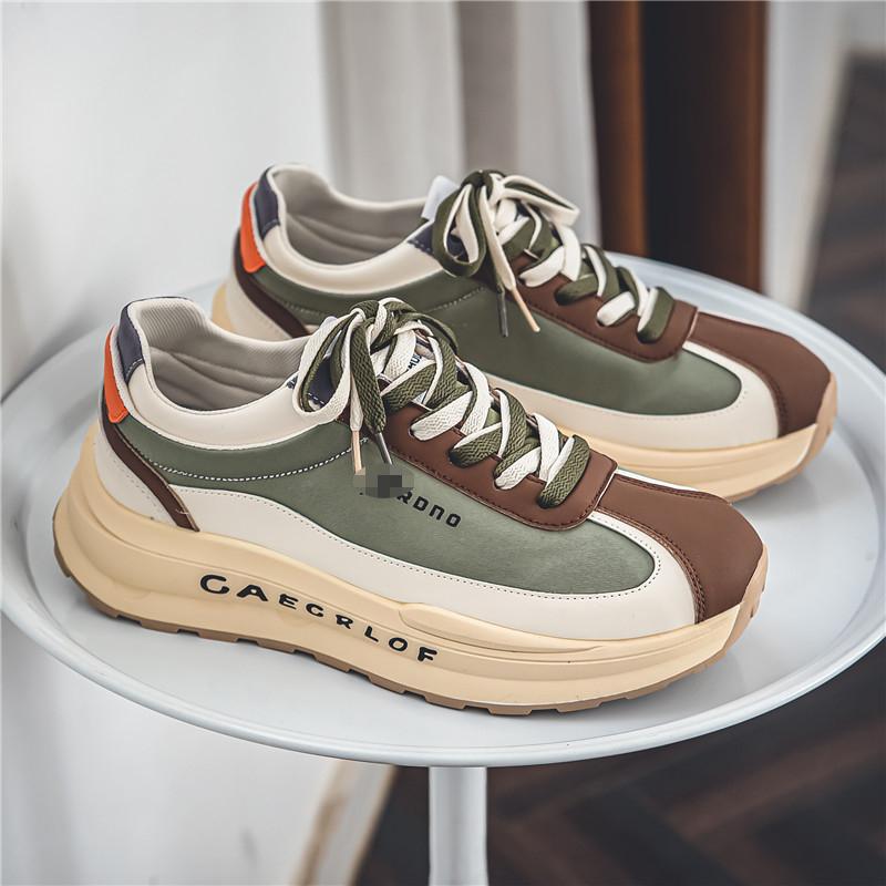Designer Luxury Chunky Sneakers for Men Fashion Casual Color Block Leather Breathable Height Increased Platform Running Shoes