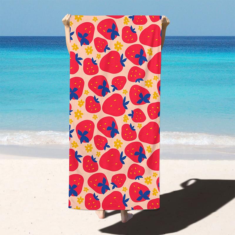 Beach Towel Strawberry Beach Towel Patterned Sunscreen And Windproof Suitable For Swimming Pool Camping Travel Blanket W30*H60(CM)