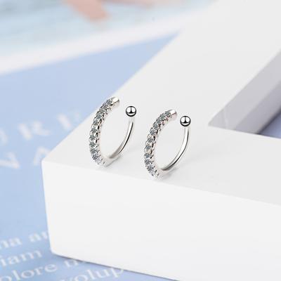 Earcuff Earings 925 Sterling Delicate Clear Cz Earring Small Sized Little Girl Earring Cuff Ear Micro Pave Zirconia Circle