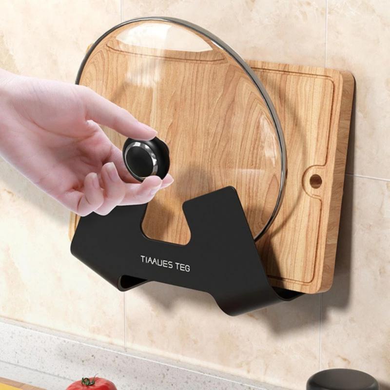 1pcs PP Pot Lid Holder Wall-Mounted Hanging Holder For Pan Pot Cover Rack Plastic Kitchen Storage Rack Kitchen Organizer