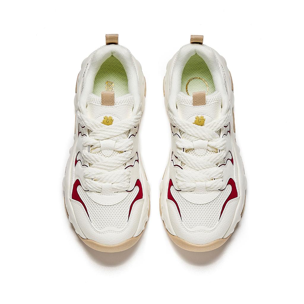 Anta Milk Candy Cushioning Height Increasing Abrasion Resistant Lightweight Low top Casual Shoes Women's White Red 922618887-1