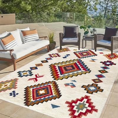 Tappeto Grande Stile Tribale Marocchino Tappeto Antiscivolo Lavabile a Mano Tappeto in Poliestere per Decorazione Soggiorno Camera da Letto Tappetino