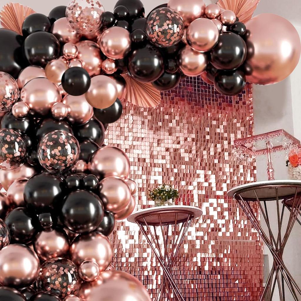 Black Metallic Rose Gold Balloon Garland Arch Kit Happy Birthday Party Decoration Adult Girl Wedding Party Confetti Ballons