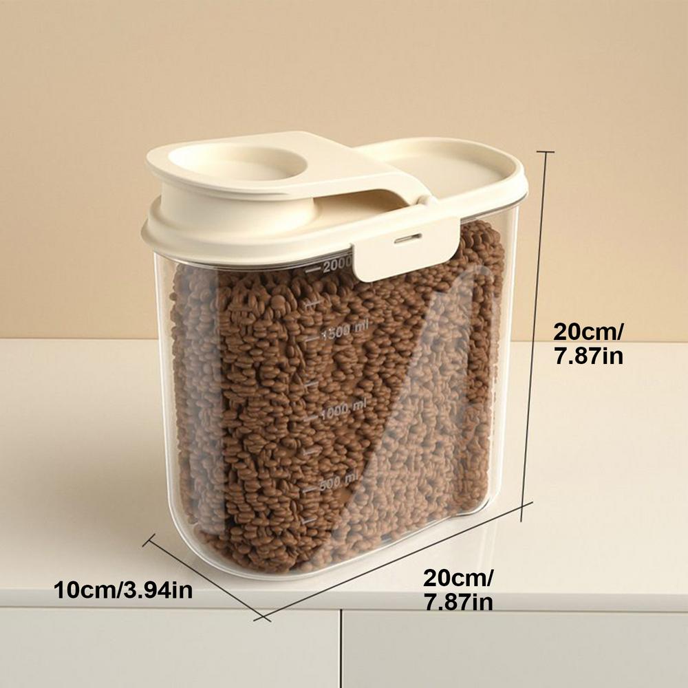 2L Airtight Dog Food Storage Container Transparent Dust-proof Anti-moisture Grain Dispenser Large Capacity Puppy Barn Bunny Use