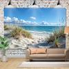 Tapestry Krajobraz z Widokiem na Morze 3D Widok przez Okno Plaża Tropikalna Jaskinia i Plaża Dekoracja Ścienna Sypialnia Salon Dekoracja Domu