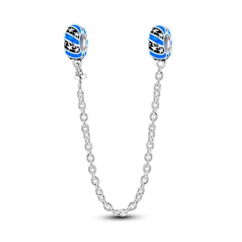 Star Moon Round Clip Copper Safety Chain Charms Butterfly Fly Heart Sliding Spacer Beads Original Women Bracelet Diy Jewelry