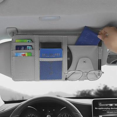Multi-Function Car Sun Visor Storage: Glasses, Cards, IDs Clip Holder