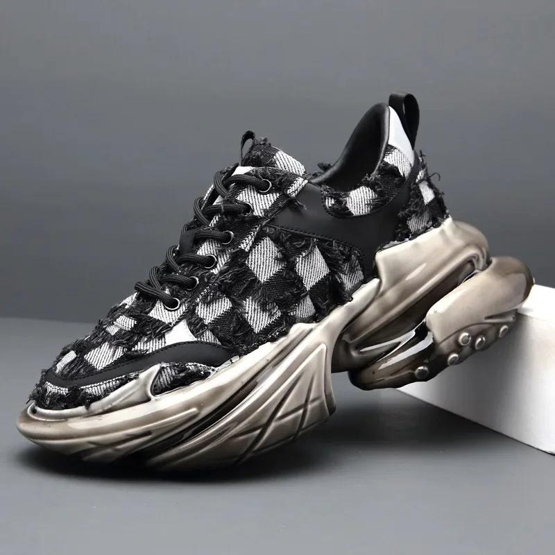 FashionChunky Sneakers Plus Size 45 Herren Designer Sportschuhe Mode Lässig Leder Stoff Atmungsaktiv Höhe Erhöhte Plateauschuhe
