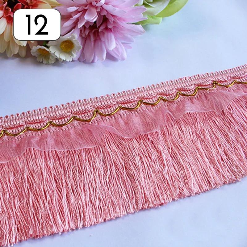Wholesale 12M Long Fringe Polyester Yarn Gold Thread Tassel Lace Trim Ribbon Sew Latin Dress Garment Curtain DIY Accessories