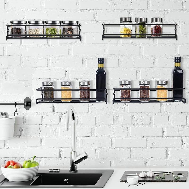 2/4PCS Hanging Kitchen Shelf Spice Shelf Wall-Mounted Kitchen Cupboard Doors