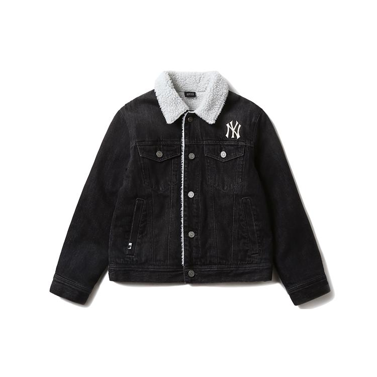 MLB New York Yankees Denim Jackets Unisex Black Lapel Moderate Straight Fit 31JPN1041-50L XS