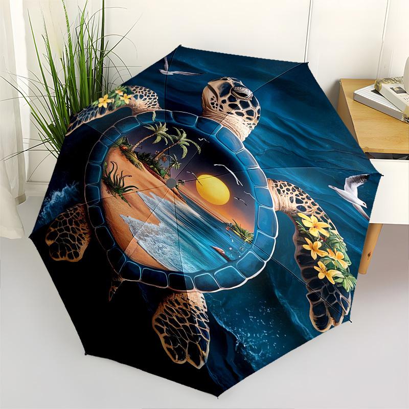 

Turtle Shell, Island Sunset- Automatic Umbrella,Suitable for Men and Women, Outdoor Accessories, Suitable for Birthdays 1025b