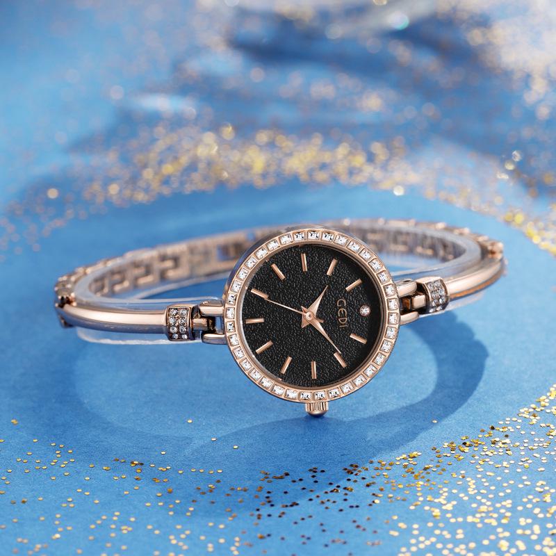 Gedi Ladies' Luxury Diamond-Set Bangle Wristwatch - Exquisite, Small, Waterproof Quartz Design