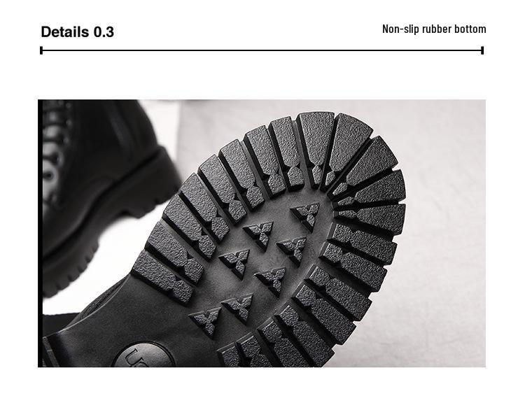 Men's High-Top Leather Martin Boots - British Style, Thick Sole, Velvet Lining, Winter Warmth