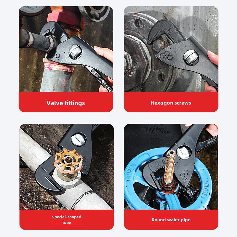 German Heavy-Duty Adjustable Wrench: Multi-Functional, Short Handle, High Hardness, Strong Torque, Wide Angle, Large Opening Pipe Clamp