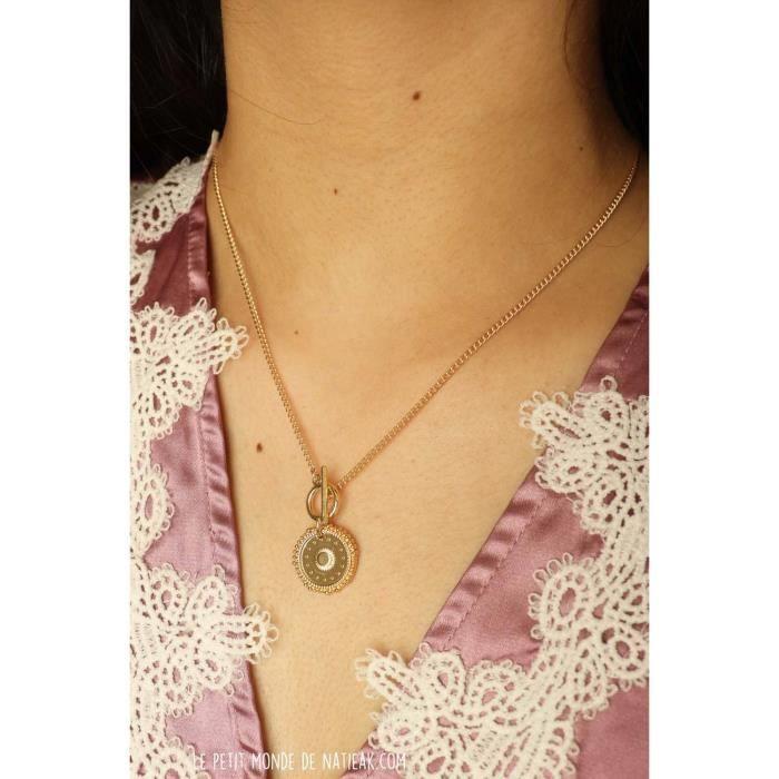 Collier - MyLittleBox - Médaille sans revers - Doré - Longueur 44 cm - Diamètre 1.7 cm