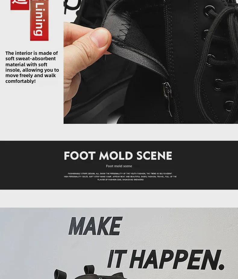 Men’s Stylish Dark Martin Boots – Height-Enhancing, Youthful, Trendy Workwear for Spring & Autumn 2024.