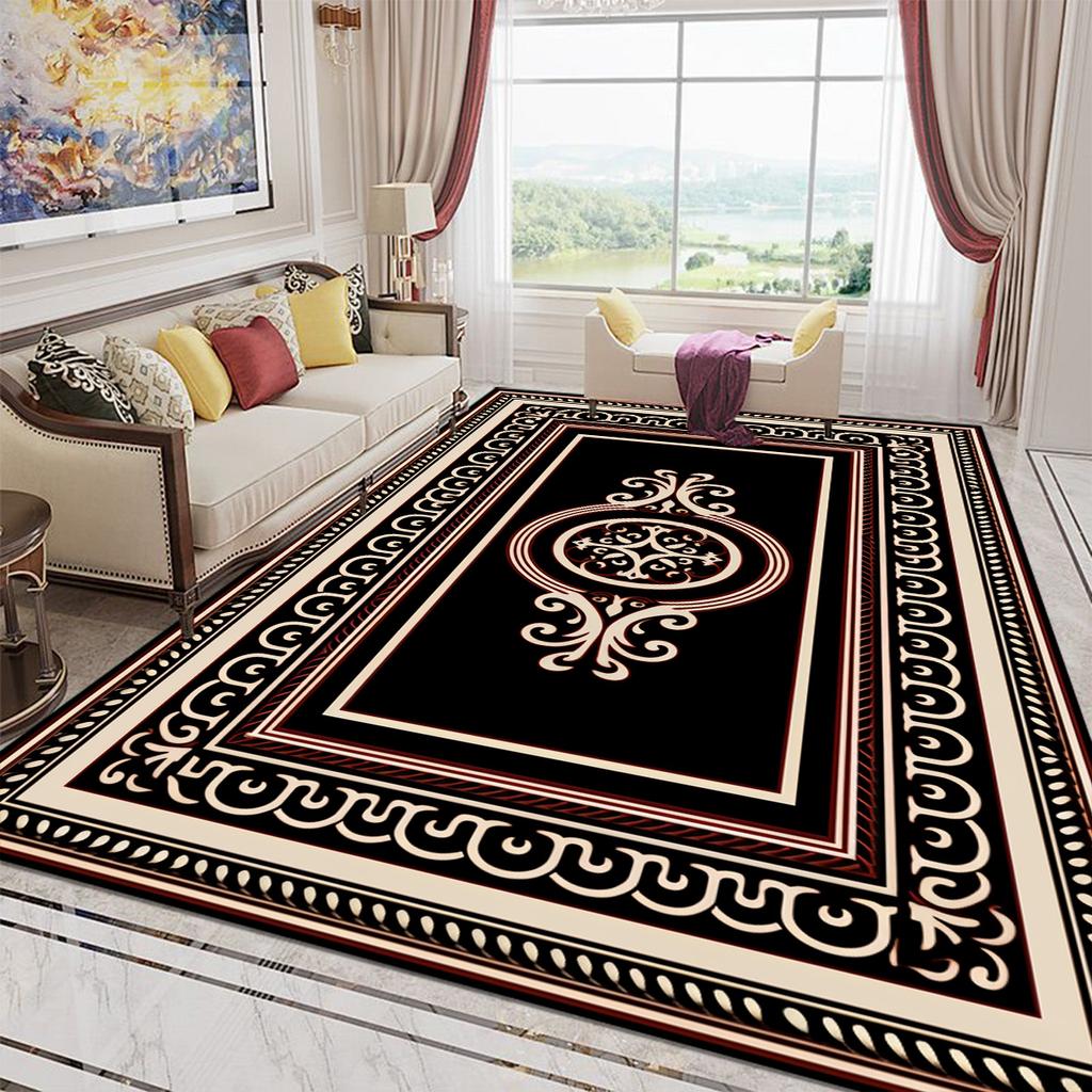 Luxury Style Golden Large Size Carpet Living Room European Decoration Sofa Area Rugs for Bedroom Washable Entrance Mats Non-slip