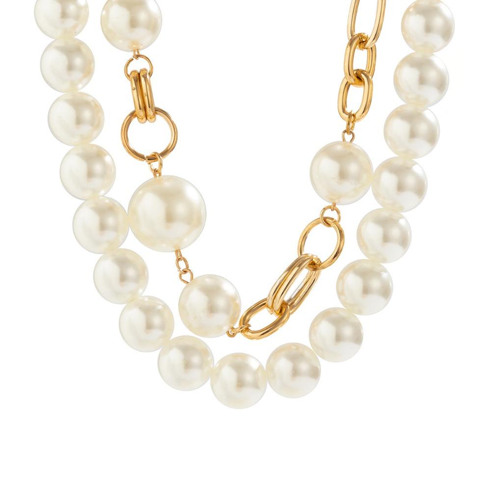 Exaggerated Multi-layer Beaded Necklaces Bead Chain Chunky Clavicle Choker  for Woman Girls