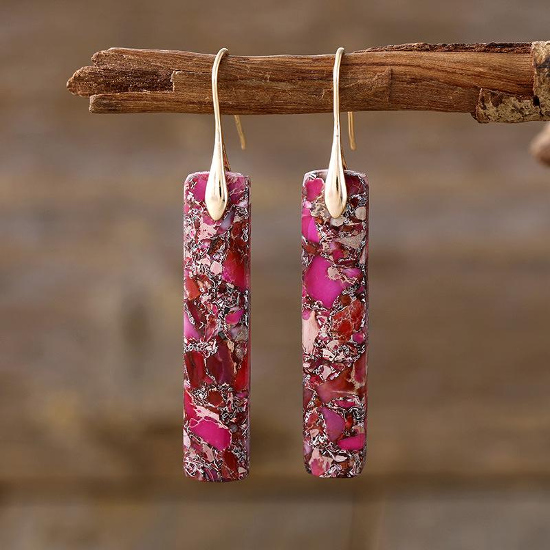 Luxury New High Quality Bohemian Natural Stone Geometric Earrings Earrings Light Luxury Xiyin, Popular Jewelry