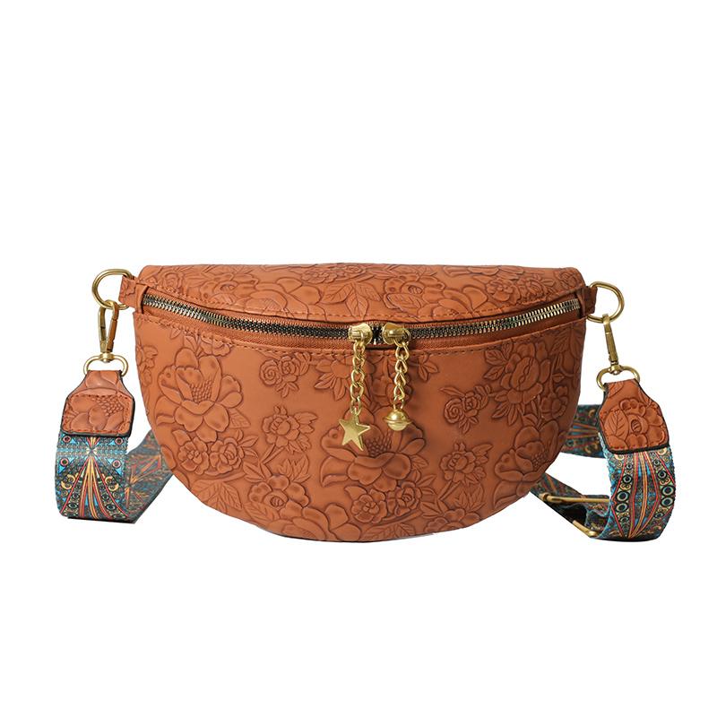 Designer Sac de Taille Simple Femmes Sac de Poitrine Porte-monnaie Ceinture de Loisirs Sac Banane Tendance Cuir Fleurs Dame Sac Bandoulière Épaule