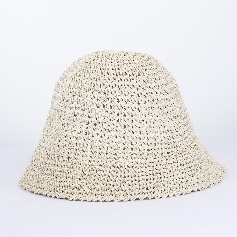 

Style Versatile Hat Straw Woven Four Solid Color Comfortable Hats Fisherman бежевий