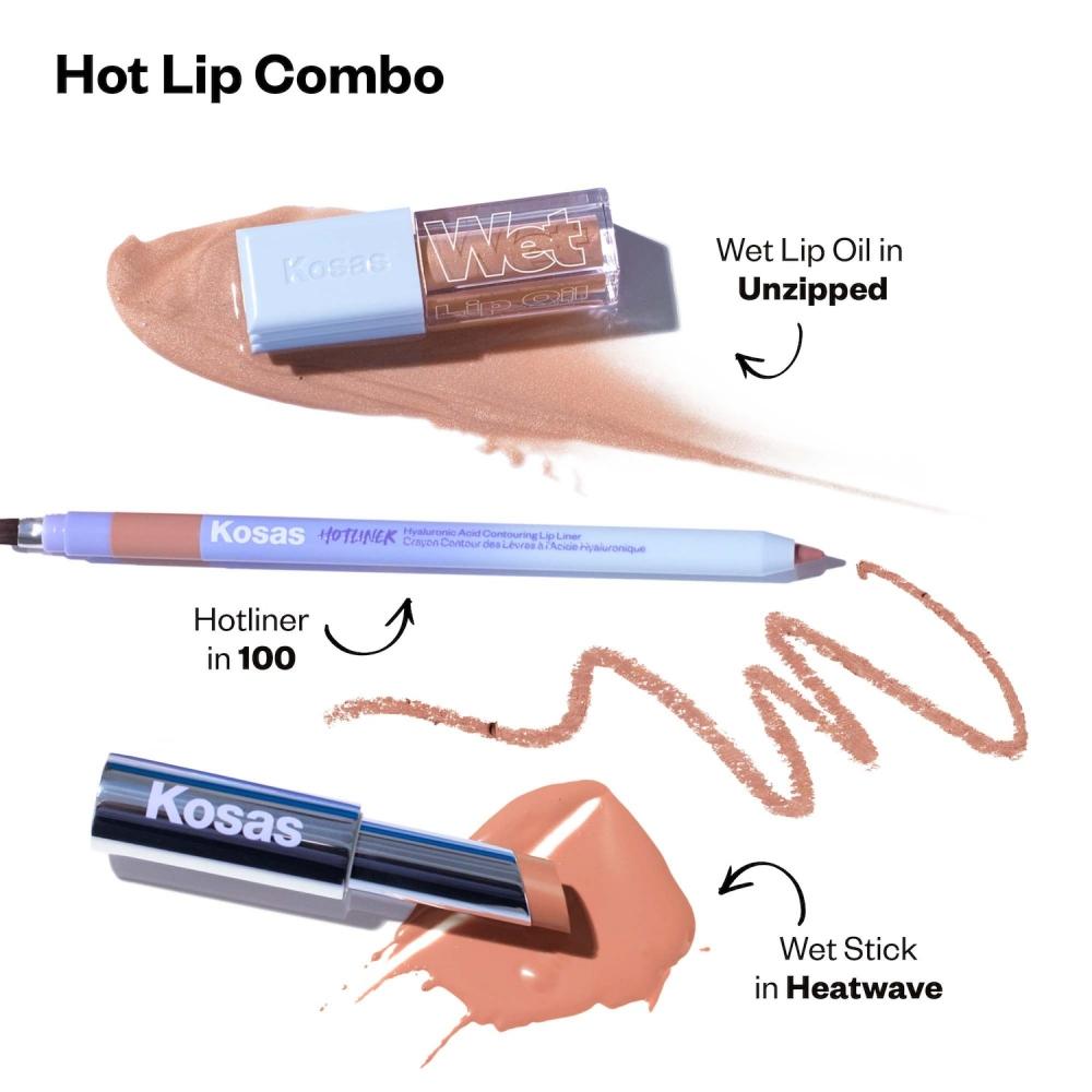 Kosas Wet Lip Oil Aufpolsternde Peptid-Lippenbehandlung Glanz .15 oz 4,6 ml Unzipped Milchiges Rosa Champagner