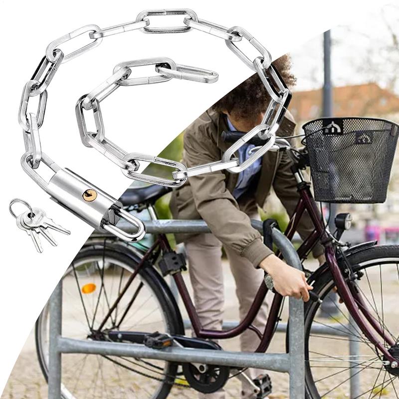 Bike Chain Lock Anti-Theft Bike Lock Steel Chain Lock With Keys Extra Long Security Chain Thick Heavy Duty Bike Accessories For