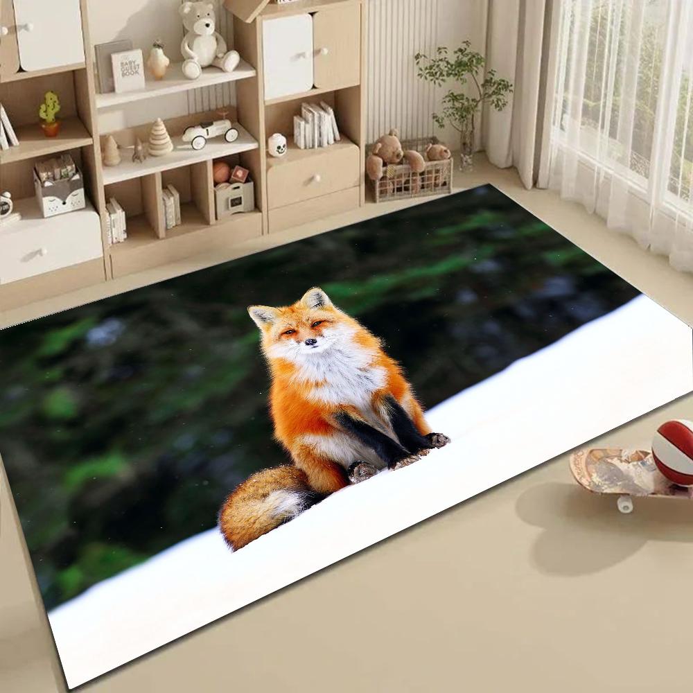 1pc Cute Fox Animal Bathroom Absorbent Mats Anti-Slip Mats Home Decor Supplies Carpets Home Kitchen Floor Mats