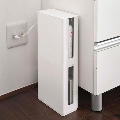 Jitsugyo Router-Aufbewahrungskoffer mit stapelbarem schlankem Deckel für Speicher-Modem-Router-Box Weiß 4913 x 2 [Set 2]