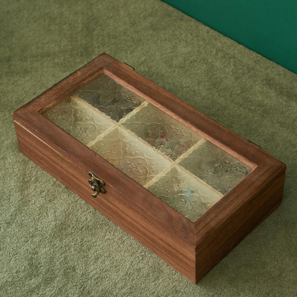 Decorative Wooden Jewelry Storage Box Crabapple Flower Solid Wood Storage Cabinet  Trinket