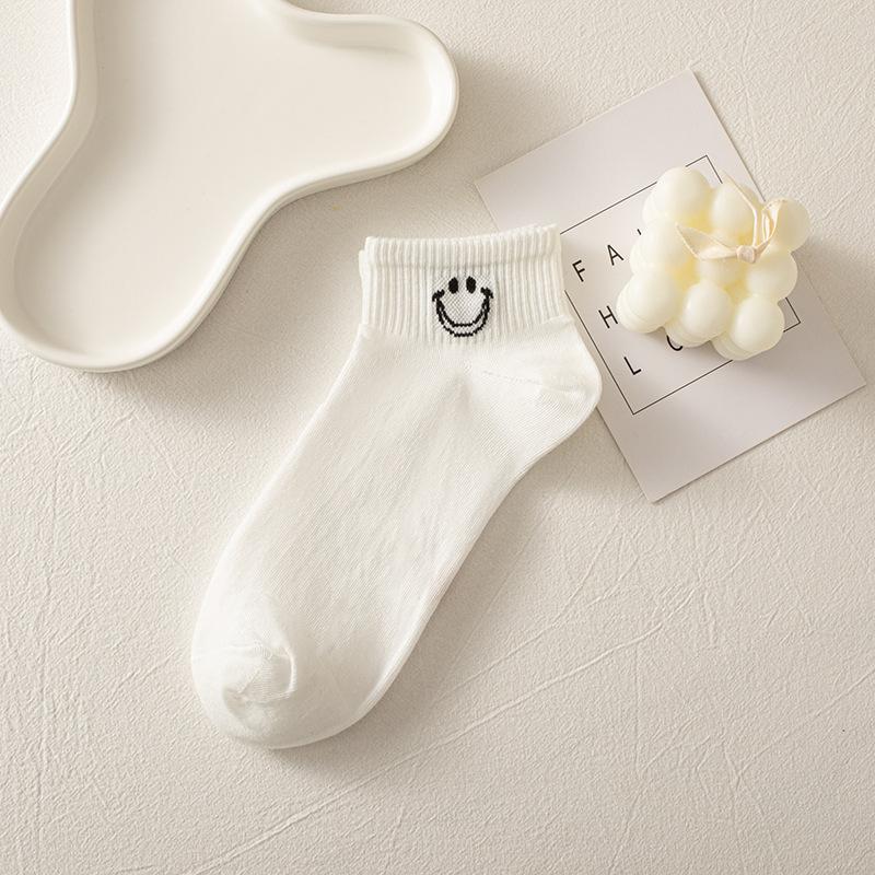 Unisex Joyful Face Ankle Socks - Breathable, Comfortable, and Stylish Solid Color for All Seasons