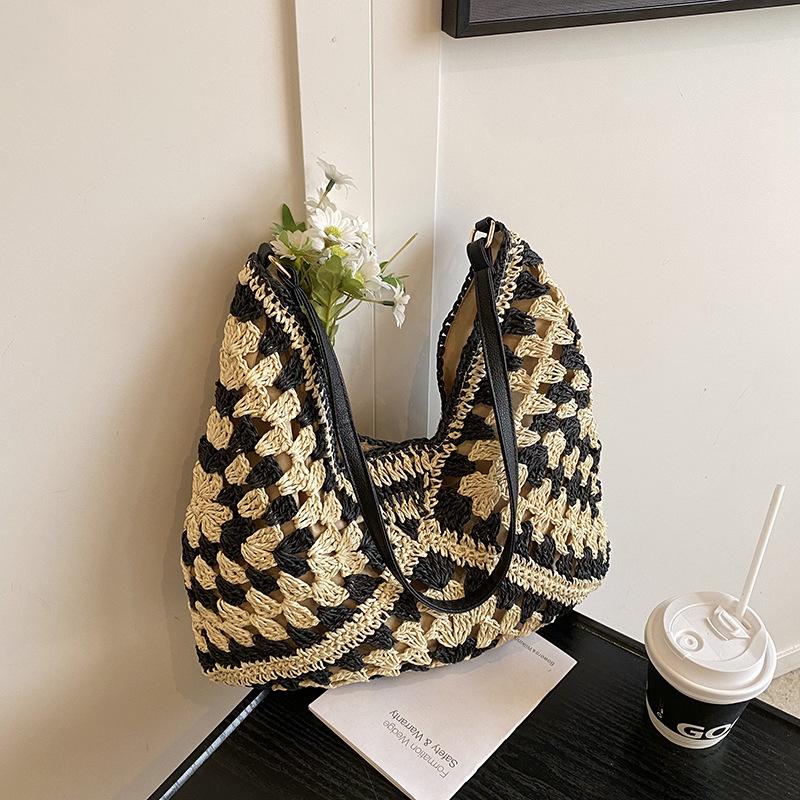 Summer Beach Straw Bag Women's 2025 New Versatile Shoulder Bag Messenger Bag Woven Tote Bag