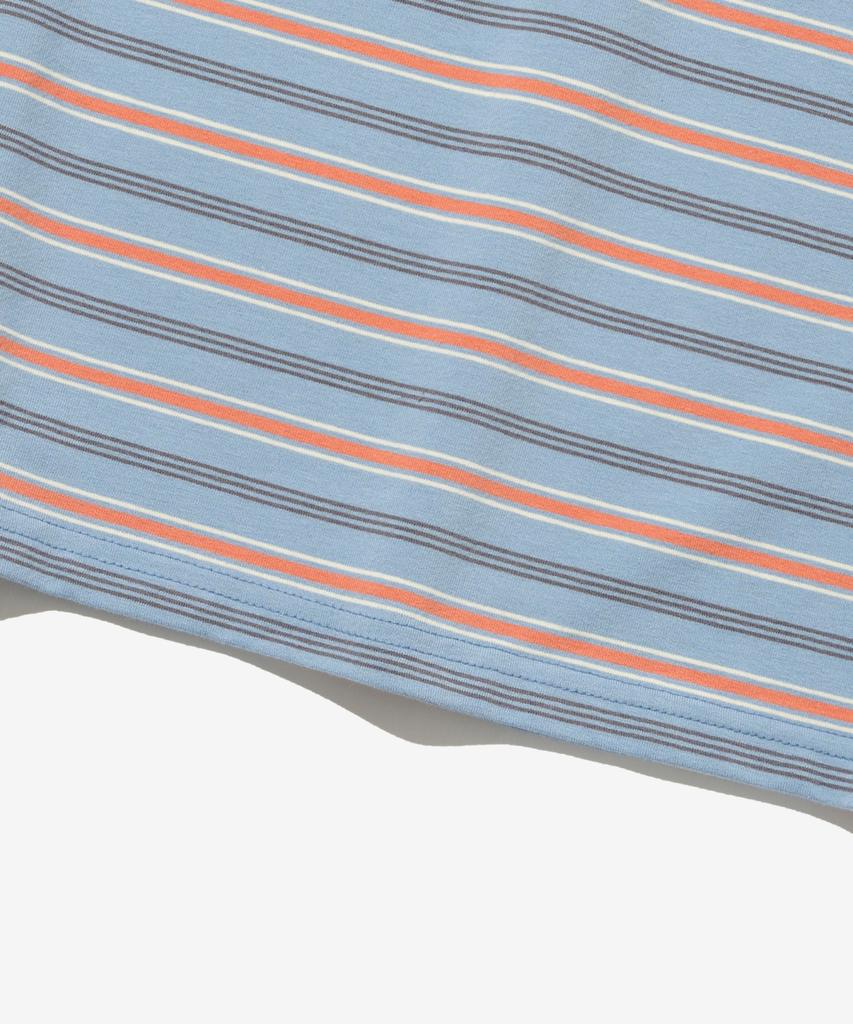 TAILOR STUDIO Authentic Soft Logo Stripe T-Shirt (Blue/Orange)