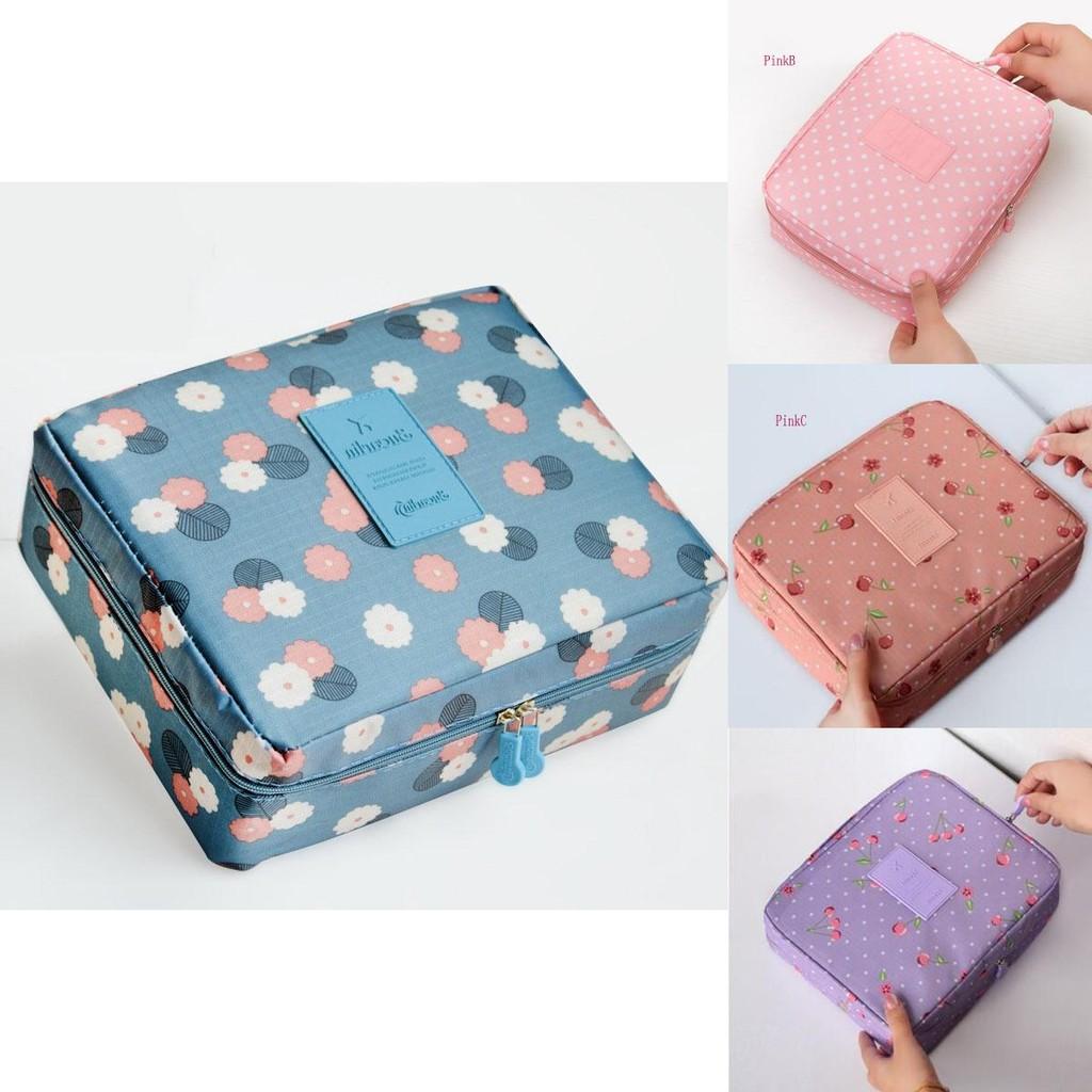 Chic Floral Nylon Zipper Women Makeup Bag And Stylish Cosmetic Case Organizer