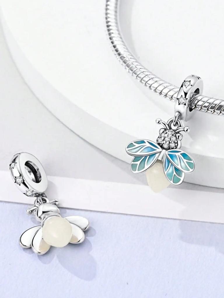 Copper Colors Blue Firefly Colorful Butterfly Beads Charm Pendant For Original Bracelet For Women Diy Jewelry Love Gift