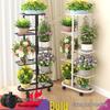 Multi-tier Wrought Iron Plant Stand: Movable Flower Pot Holder for Balcony or Living Room.